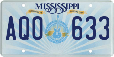 MS license plate AQO633