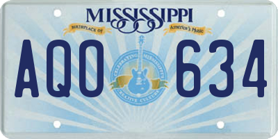 MS license plate AQO634