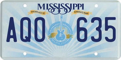 MS license plate AQO635