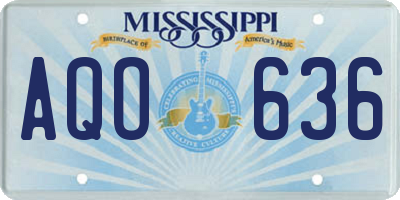 MS license plate AQO636