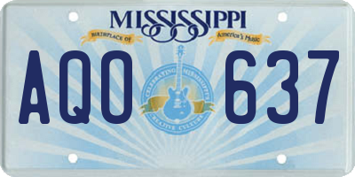 MS license plate AQO637