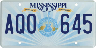 MS license plate AQO645