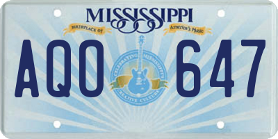 MS license plate AQO647
