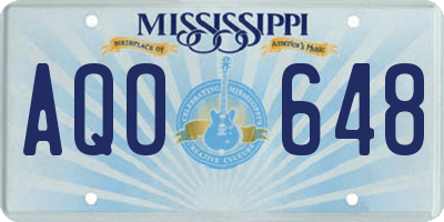 MS license plate AQO648