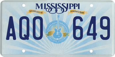 MS license plate AQO649