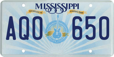 MS license plate AQO650