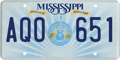 MS license plate AQO651