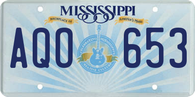MS license plate AQO653