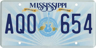 MS license plate AQO654