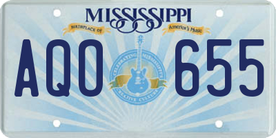 MS license plate AQO655