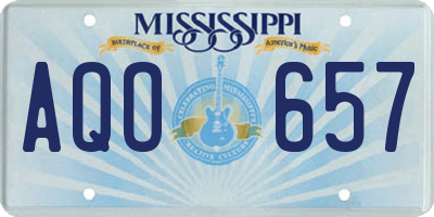 MS license plate AQO657