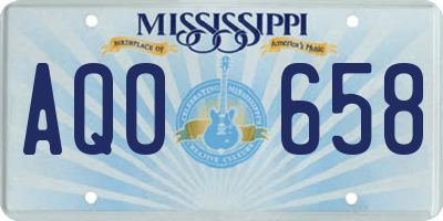MS license plate AQO658