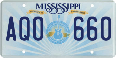 MS license plate AQO660