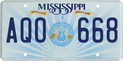 MS license plate AQO668