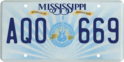 MS license plate AQO669