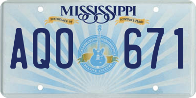 MS license plate AQO671