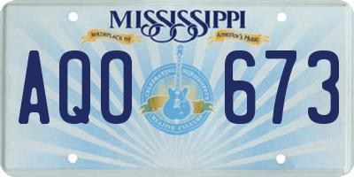 MS license plate AQO673