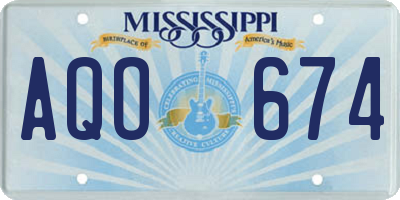 MS license plate AQO674
