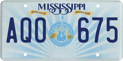 MS license plate AQO675