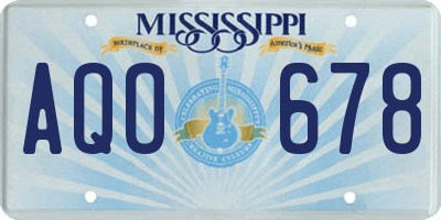 MS license plate AQO678