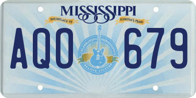 MS license plate AQO679