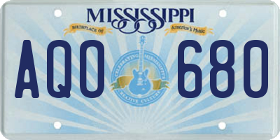 MS license plate AQO680