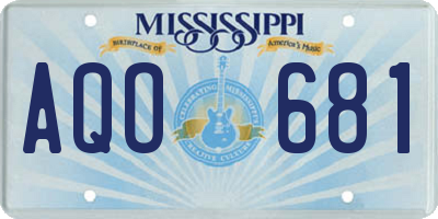 MS license plate AQO681
