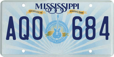 MS license plate AQO684