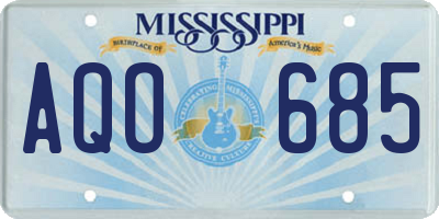 MS license plate AQO685