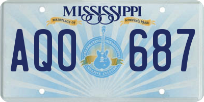 MS license plate AQO687