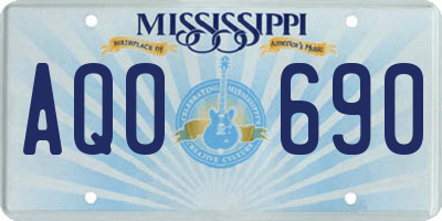 MS license plate AQO690