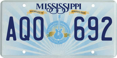 MS license plate AQO692