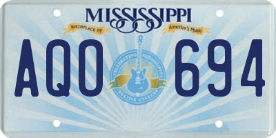 MS license plate AQO694