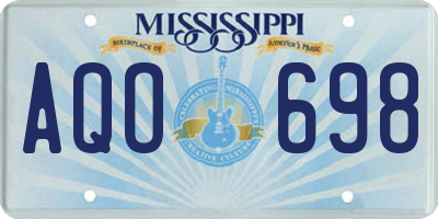 MS license plate AQO698