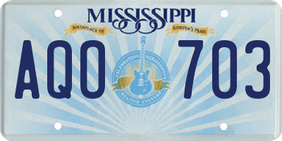 MS license plate AQO703