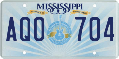 MS license plate AQO704