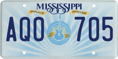 MS license plate AQO705