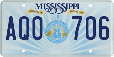 MS license plate AQO706
