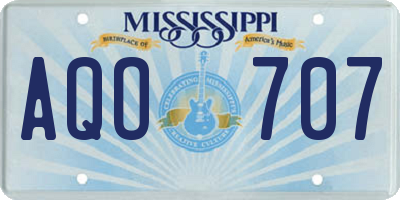 MS license plate AQO707