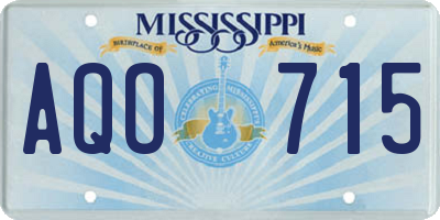 MS license plate AQO715