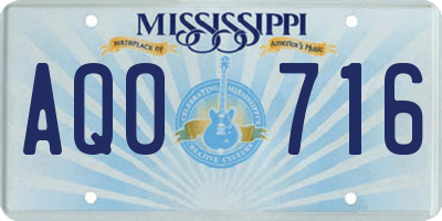 MS license plate AQO716