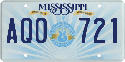 MS license plate AQO721