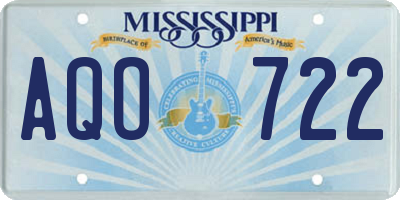 MS license plate AQO722