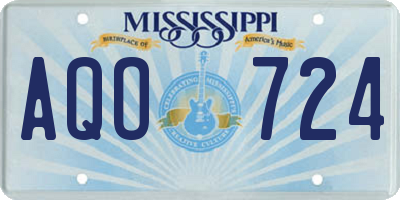 MS license plate AQO724