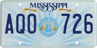 MS license plate AQO726