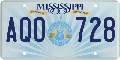 MS license plate AQO728