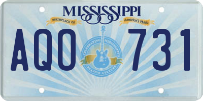 MS license plate AQO731