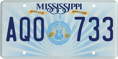 MS license plate AQO733