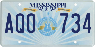 MS license plate AQO734