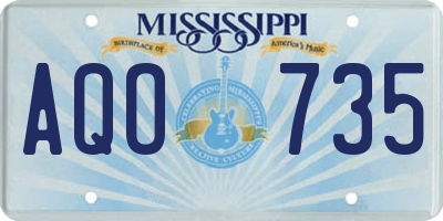 MS license plate AQO735